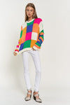 Multi Color Blocked Checker Pullover Sweater Top