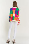 Multi Color Blocked Checker Pullover Sweater Top